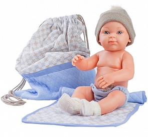 Кукла Бэби с рюкзаком и одеяльцем, 32 см, голубой (Paola Reina, 05109)